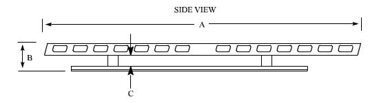Dimensions for Enclosed Body / Box Truck Ladder Racks - side view