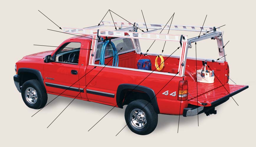 Pick up truck ladder rack / truck rack features - System One aluminum